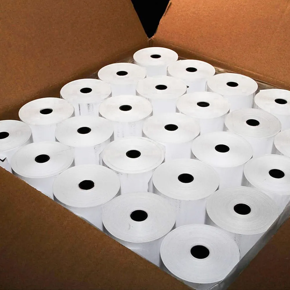 bulk packed thermal receipt paper rolls.